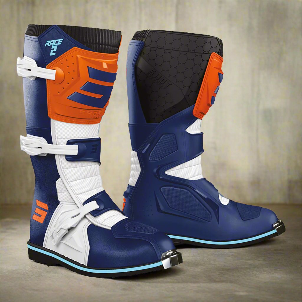 botas-crianca-shot-race-2-azul-laranja