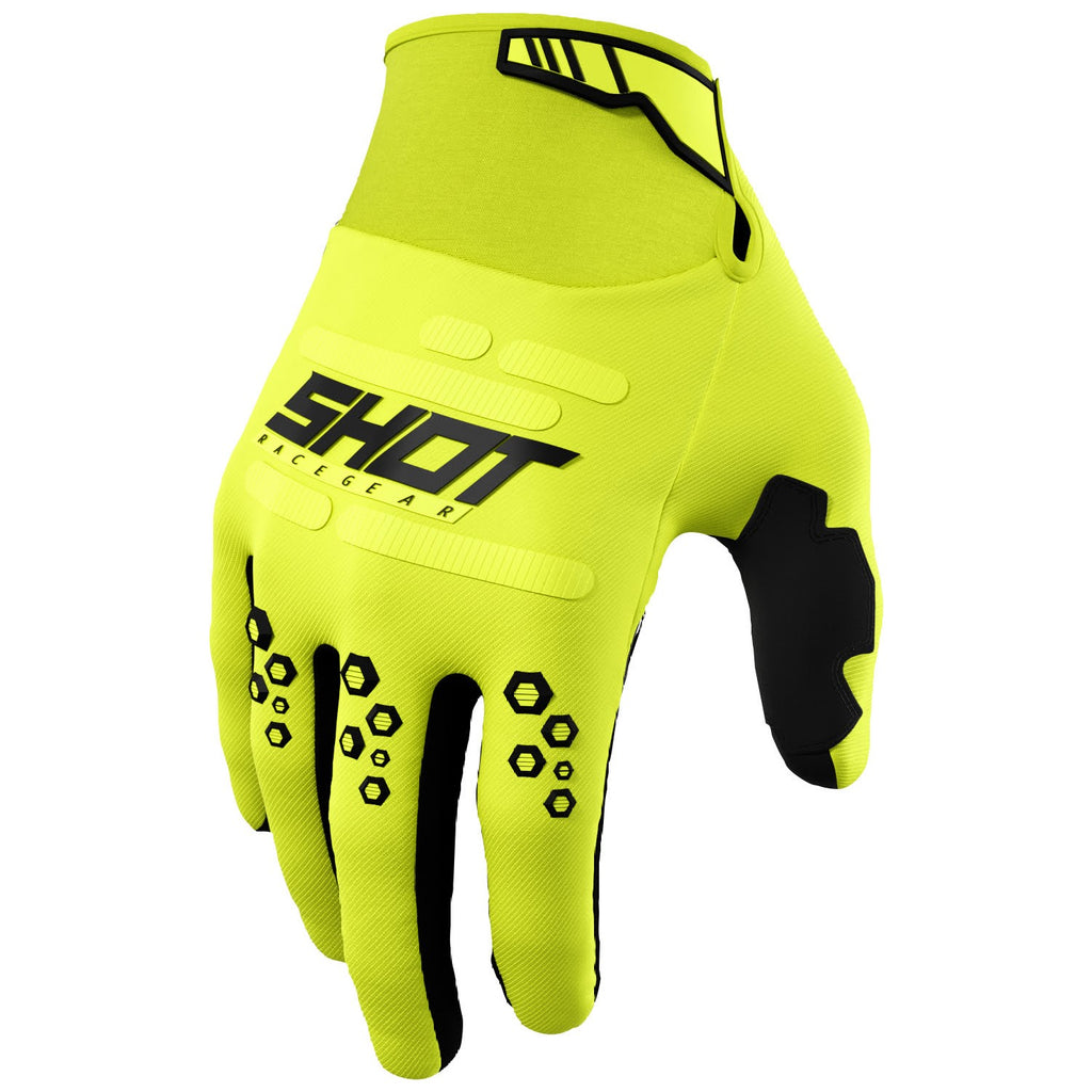 Gants moto Shot Vision jaune fluo